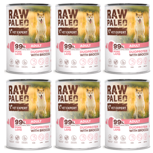 VetExpert Raw Paleo Dog Duo Adult Pork Lamb 6x400g