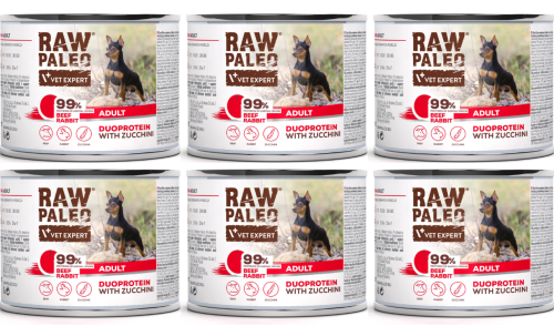 VetExpert Raw Paleo Dog Duo Adult Beef Rabbit 6x200g