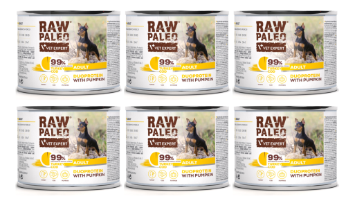 VetExpert Raw Paleo Dog Duo Adult Turkey Cod 6x200g