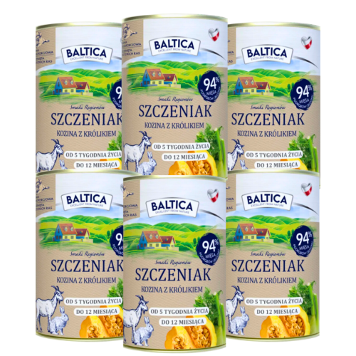 Baltica Mokra Szczenięta Kozina Królik 6x400g