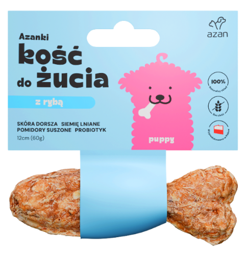 Azanki Kość Dorsz Rybka Puppy 12cm
