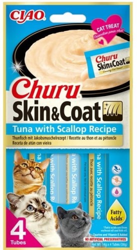 Inaba Cat Churu Creme Skin Coat Tuna Scallop 4x14g