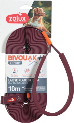 ZOLUX Smycz BIVOUAK Płaska Silikon Czerwona 10m