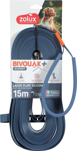 ZOLUX Smycz BIVOUAK Płaska Silikon Niebieska 15m