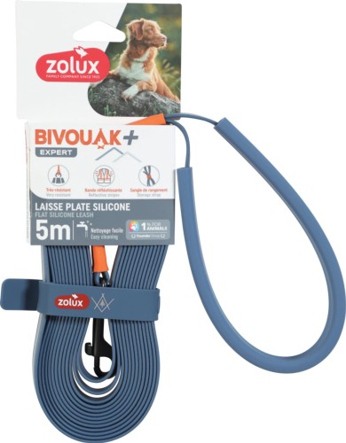 ZOLUX Smycz BIVOUAK Płaska Silikon Niebieska 5m