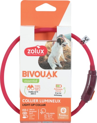ZOLUX Obroża LED Mini BIVOUAK czerwona