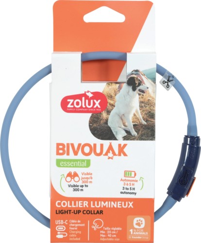ZOLUX Obroża LED Mini BIVOUAK niebieska