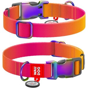 WAUDOG Obroża Nylon z QR Pamarańczowy L  25mm 33-49cm