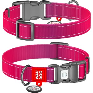 WAUDOG Obroża Nylon z QR Mono Różowa S 15mm 25-35cm