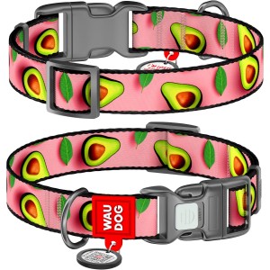 WAUDOG Obroża Nylon z QR Awokado Róż M 20mm 28-40cm