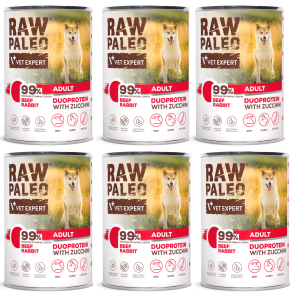 VetExpert Raw Paleo Dog Duo Adult Beef Rabbit 6x400g