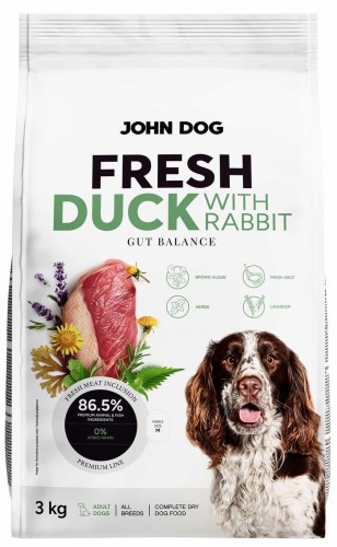 JohnDog Fresh Adult Kaczka Królik 3kg