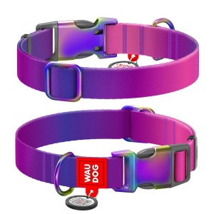 WAUDOG Obroża Nylon z QR Fioletowa Gradient L 25mm 33-49cm