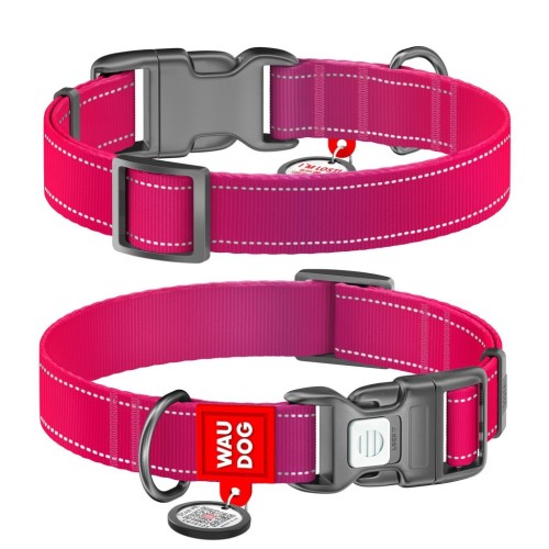 WAUDOG Obroża Mono z QR Różowa M 20mm 28-40cm