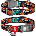 WAUDOG Obroża Nylon z QR Zębate Potwory L 25mm 33-49cm