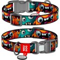 WAUDOG Obroża Nylon z QR Zębate Potwory XXL 35mm 46-70cm