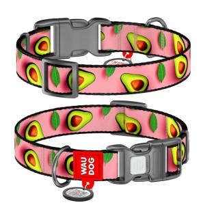 WAUDOG Obroża Nylon z QR Awokado Róż L 25mm 33-49cm