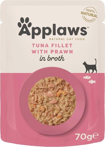 Applaws Cat Pouch Broth Adult Tuna Fillet Prawn 70g