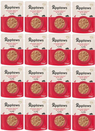 Applaws Cat Pouch Jelly Adult Chicken Breast Beef 16x70g