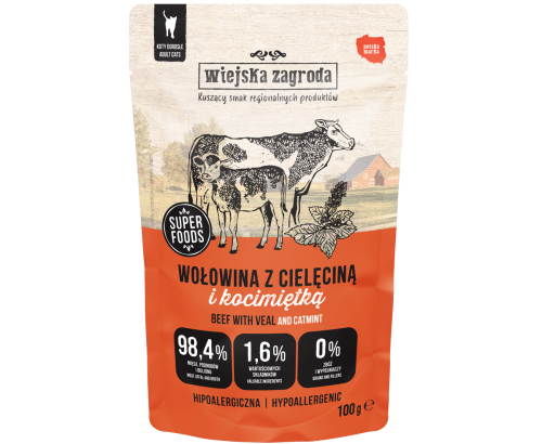 Wiejska Zagroda Kot Mokra Wołowina z Cielęciną 100g