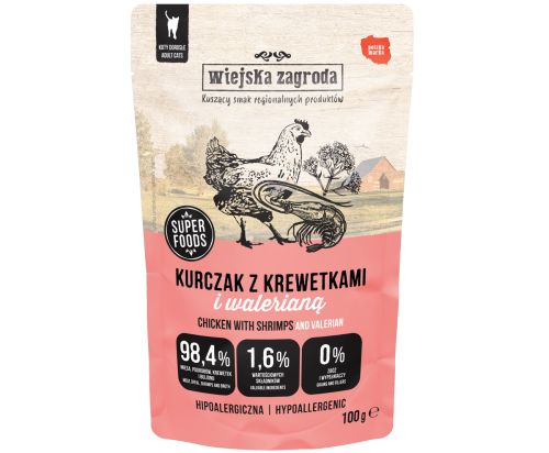 Wiejska Zagroda Kot Mokra Kurczak z Krewetkami 100g
