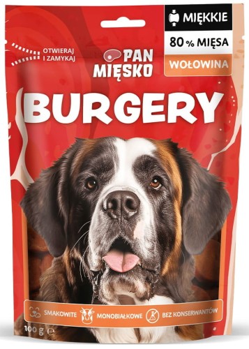 Pan Mięsko Pies Przysmak Burgery Wołowina 100g