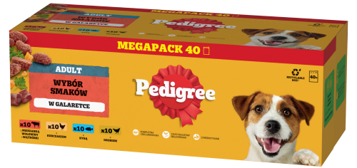PEDIGREE Saszetka Galaretka Drób Wołowina Kurczak Ryba 40x100g