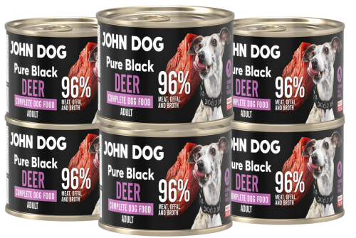 John Dog Pure Black Adult Jeleń 6x200g