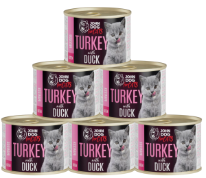 JohnDog For cats Mousse Kitten indyk kaczka 6x200g