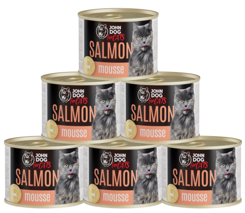 JohnDog For cats Mousse łosoś mus 6x200g