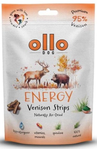 Ollo Air Dried Energy Venison Strips 80g