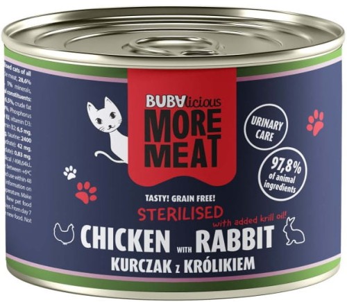 BUBA More Meat Kot Sterilised Kurczak Królik 185g
