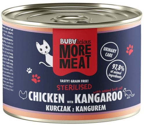 BUBA More Meat Kot Sterilised Kurczak Kangur 185g