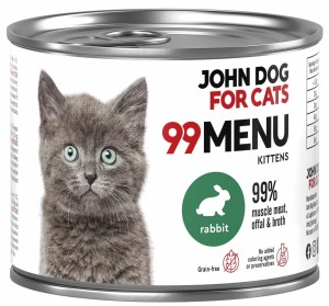 JohnDog ForCat 99 Menu Kitten Królik 200g