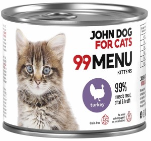 JohnDog ForCat 99 Menu Kitten Indyk 200g