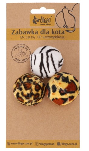 Dingo Zabawka dla kota Piłka Kocia Dżungla 3szt