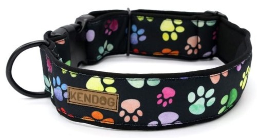KENDOG Kolorowe Łapki Obroża M 3cm 41-66cm