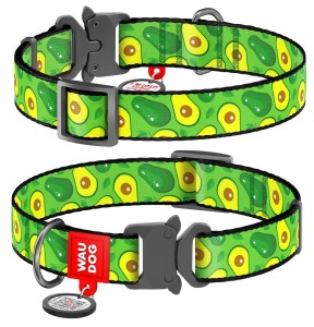 WAUDOG Obroża Metal Nylon z QR Awokado L 25mm 33-49cm
