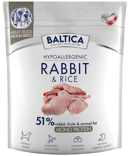 Baltica Monoprotein Adult Rabbit Rice M 1kg