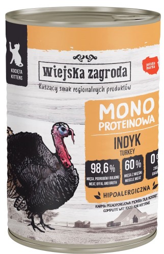 Wiejska Zagroda Kot Mono Kitten Indyk 400g