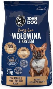 John Dog BERRY ADULT RASY Małe/Średnie Wołowina Kryl 3kg