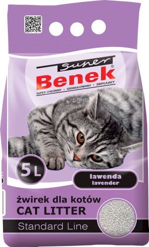 SUPER BENEK Żwirek bentonitowy Standard Lawenda 5L