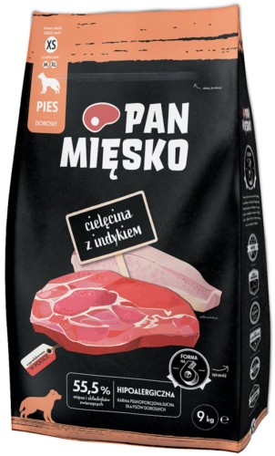 Pan Mięsko Adult XS Cielęcina z Indykiem 9kg