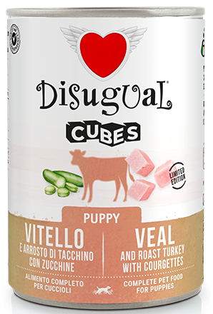 Disugual Mokra Cubes Puppy Cielęcina Indyk 400g
