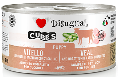 Disugual Mokra Cubes Puppy Cielęcina Indyk 150g
