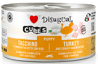 Disugual Mokra Cubes Puppy Indyk Szynka 150g