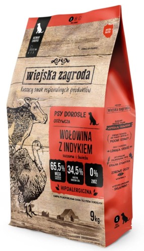Wiejska Zagroda Sucha Wołowina z Indykiem S 9kg