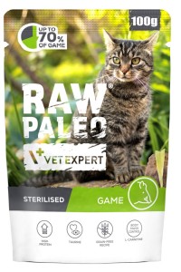 VetExpert Raw Paleo Cat Sterilised Game 100g 