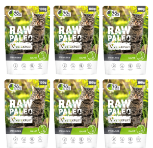 VetExpert Raw Paleo Cat Sterilised Game 6x100g 
