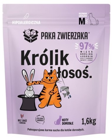 Paka Zwierzaka Sucha Kot M Królik Łosoś 1,6kg